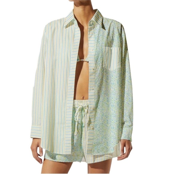 Solid & Striped Linen Button Down Set Size Medium - Picture 1 of 9